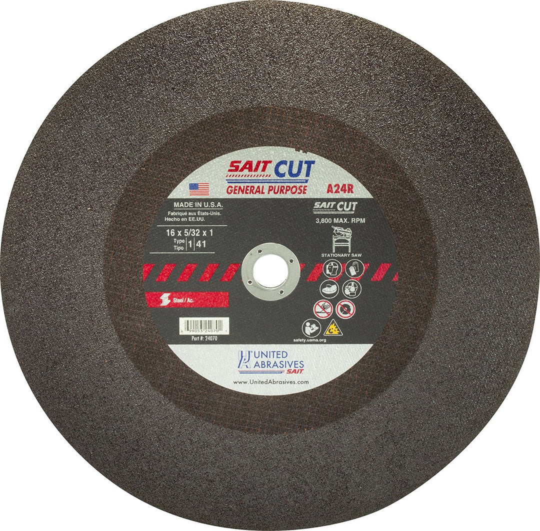 SAIT 24080 A24N Type 1 Chop Saw Cut-Off Wheel 18 x 3/16 x 1 in Aluminum Oxide - The Sandpaper People