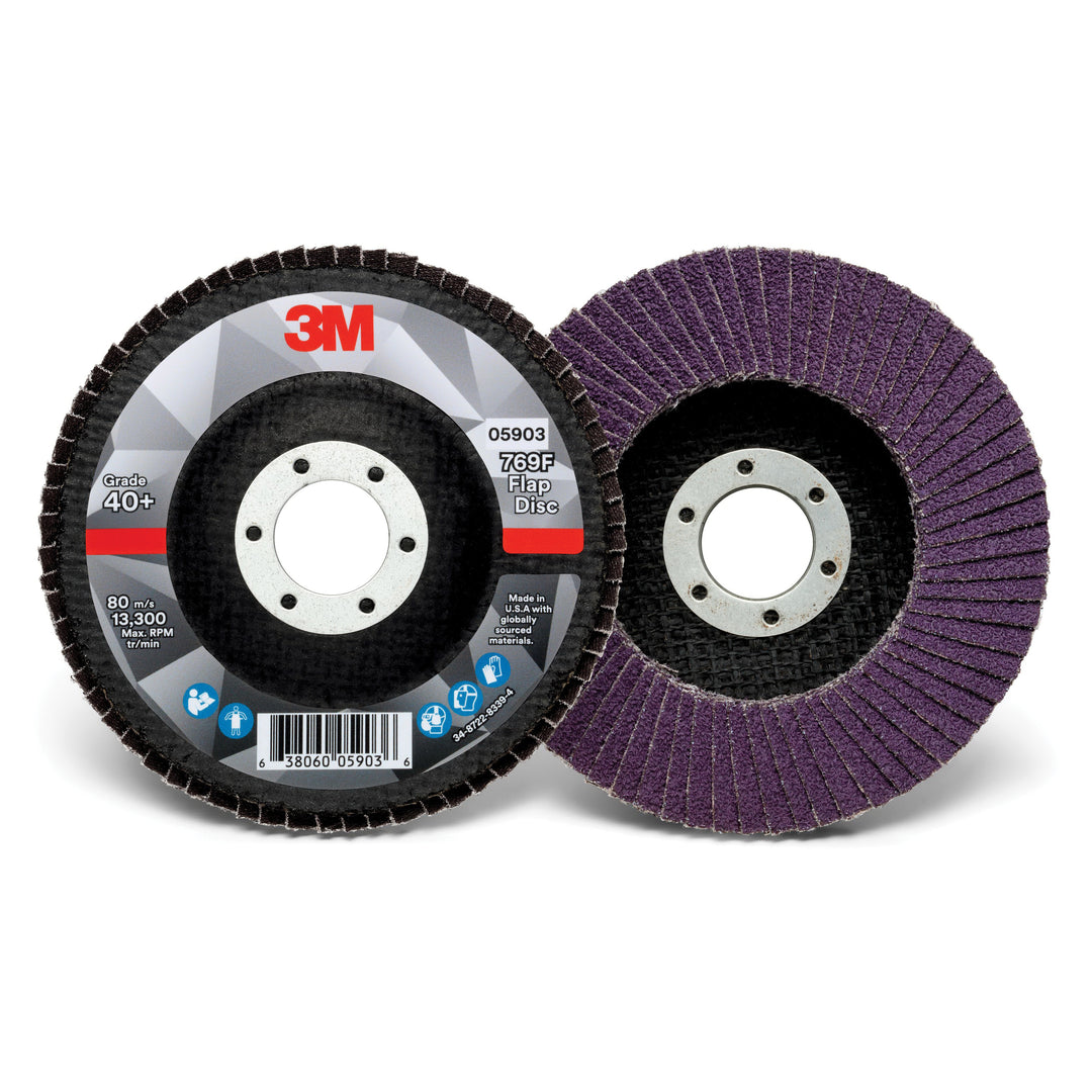 3M AB05903 3M Flap Disc 769F, T27 4-1/2 in x 7/8 in, 40+ YF- weight, 10 per case 3M AB05903