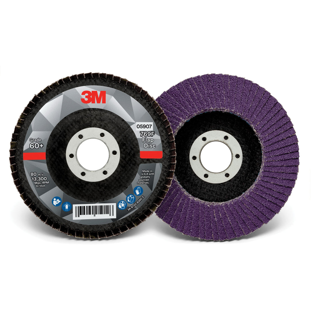 3M AB05907 3M Flap Disc 769F, T29 4-1/2 in x 7/8 in, 60+ YF-weight, 10 per case 3M AB05907