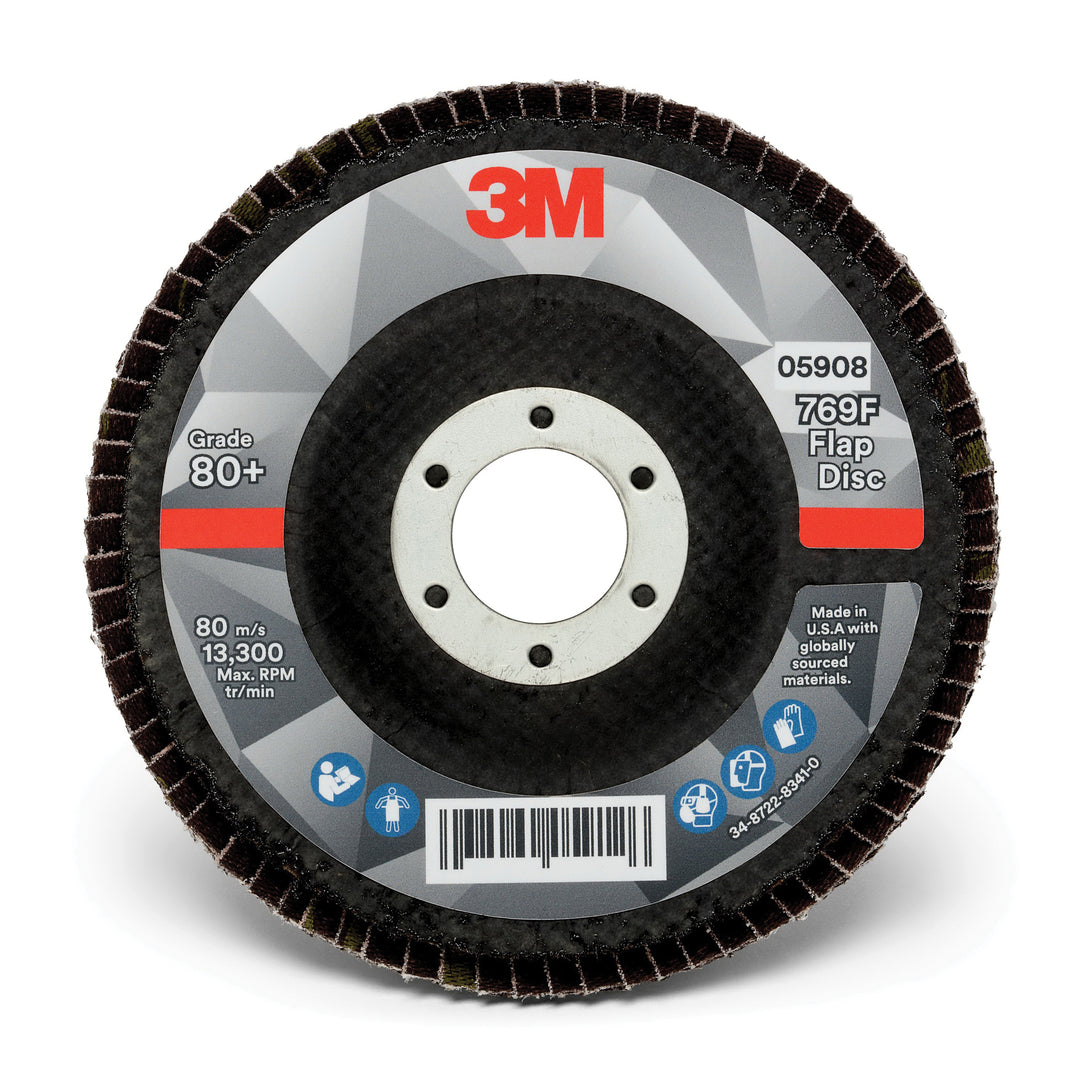 3M AB05908 3M Flap Disc 769F, T29 4-1/2 in x 7/8 in, 80+ YF-weight, 10 per case 3M AB05908