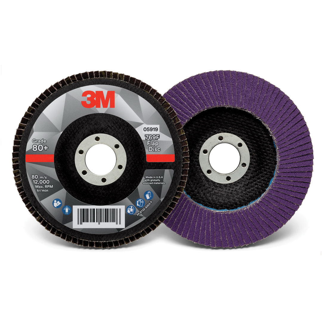 3M AB05919 3M Flap Disc 769F, T27 5 in x 7/8 in, 80+ YF-weight, 10 per case 3M AB05919