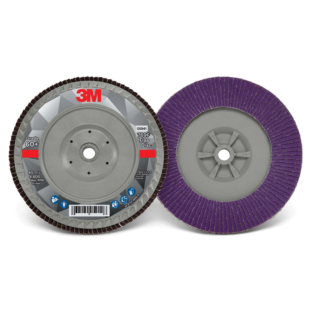 3M AB05941 3M Flap Disc 769F, T27 7 in x 5/8-11 in, 60+ YF- weight, 5 per case 3M AB05941