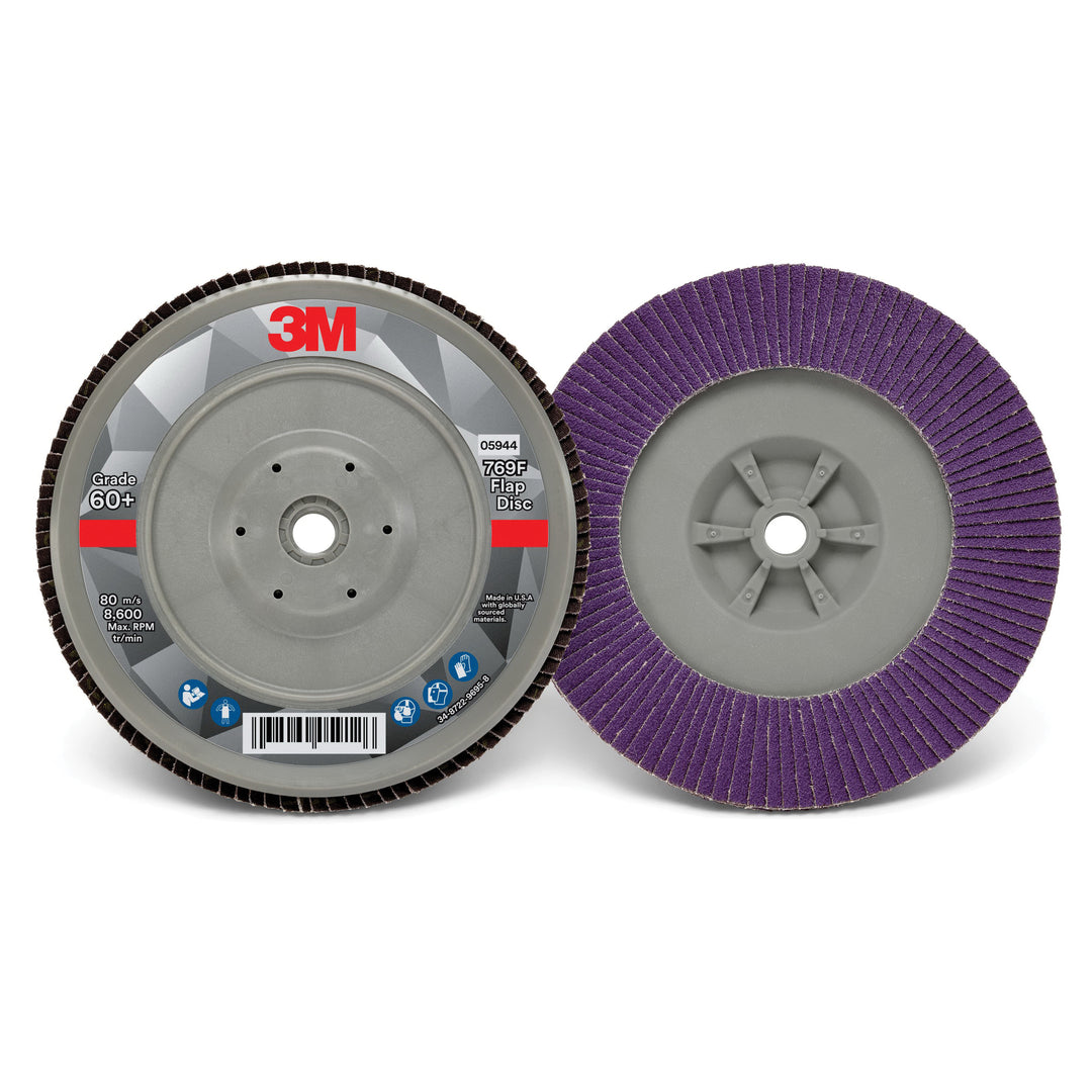 3M AB05944 3M Flap Disc 769F, T29 7 in x 5/8-11 in, 60+ YF-weight, 5 per case 3M AB05944