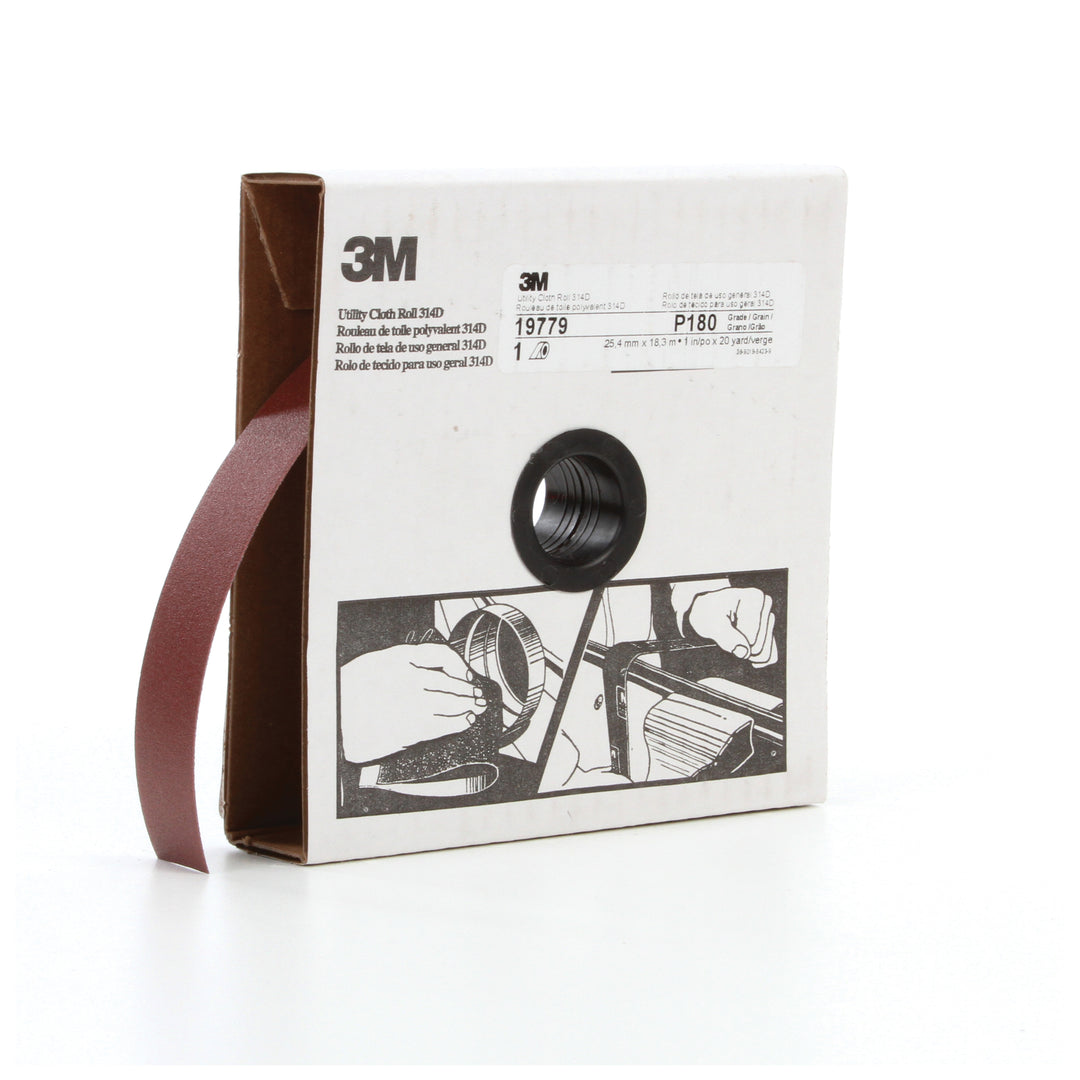 Utility Rolls 3M AB19779 1 Inch x 20Yd 180 Grit 314D Aluminum Oxide Utility Cloth Roll J-Weight