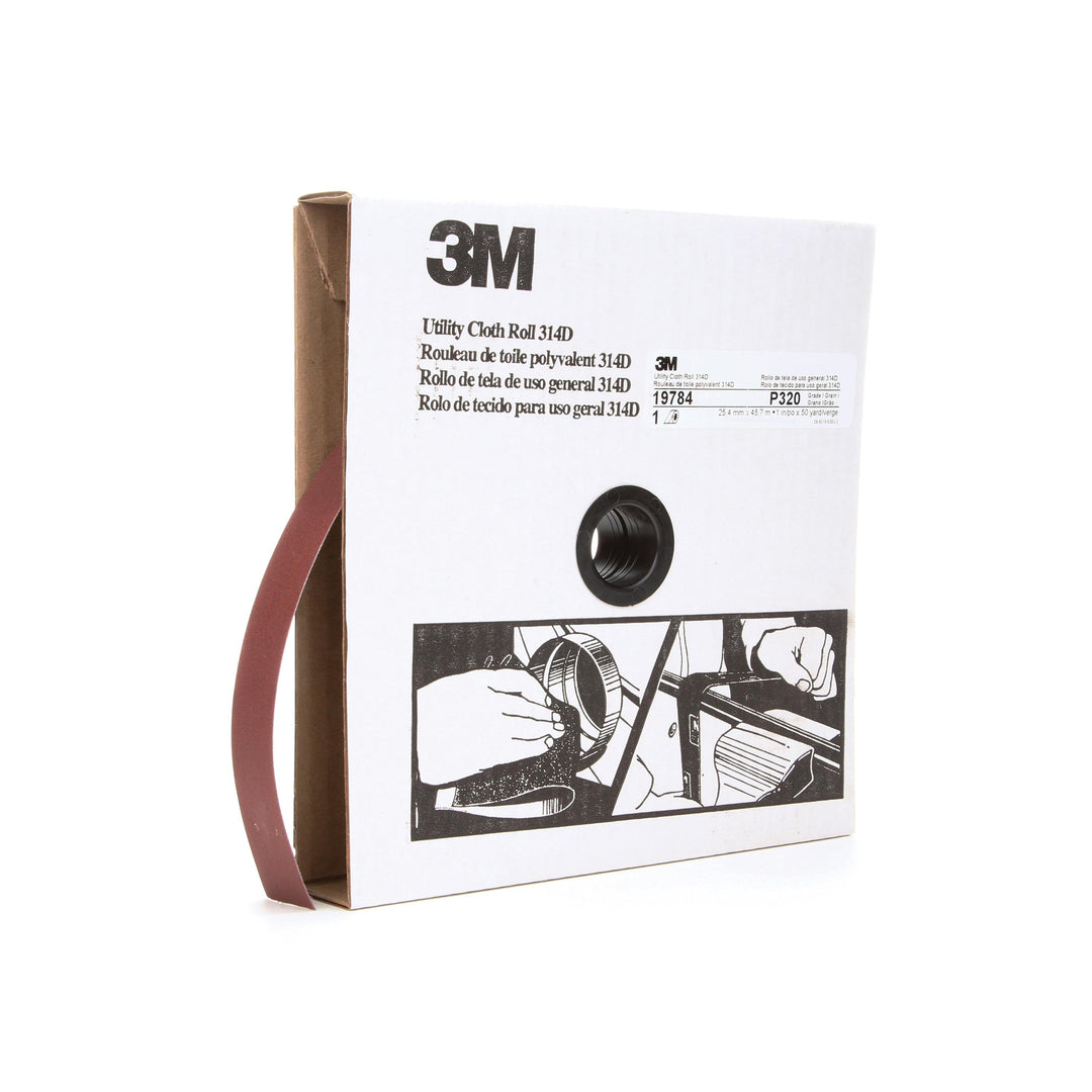 Utility Rolls 3M AB19784 1 Inch x 50Yd 320 Grit 314D Aluminum Oxide Utility Cloth Roll