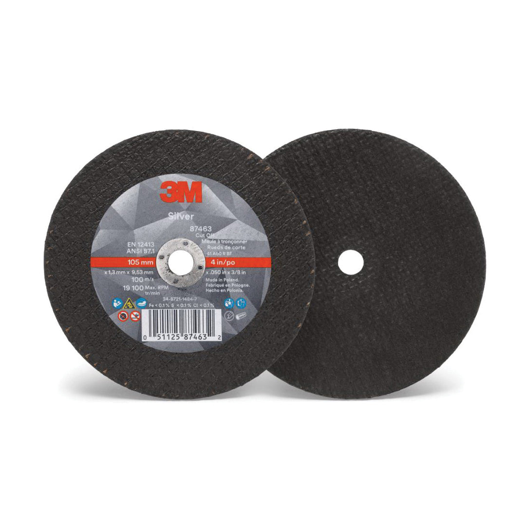 3M AB87463 3M Silver Cut-Off Wheel, 87463, T1, black, 4 in x 0.05 in x 3/8 Inch-24 (10.16 cm x 1.27 mm) 3M AB87463