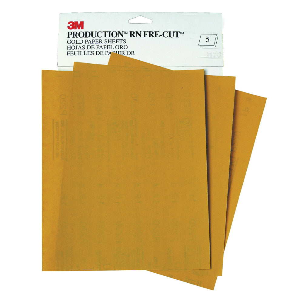 Regular Sanding Sheets 3M 02547 Production Resinite Gold 120 Grit Aluminum Oxide 216U Paper Sanding Sheets - 9 Inch x 11 Inch