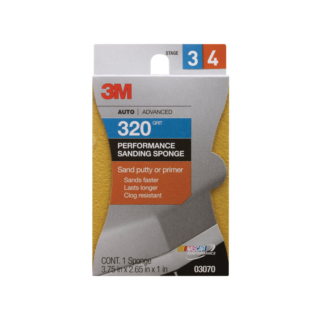 Abrasive Sponges 3M 03070C Performance Sanding Sponge 03070 320 Grit 1 in x 2 5/8 in (2.54 cm x 6.6 cm) 1 Per Pack