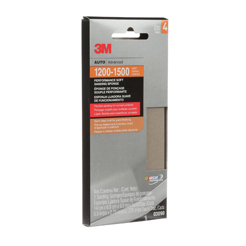 3M 03090C 3M Soft Sanding Sponge, 03090, 1200-1500 Grit, 12 packs per case 3M 03090C