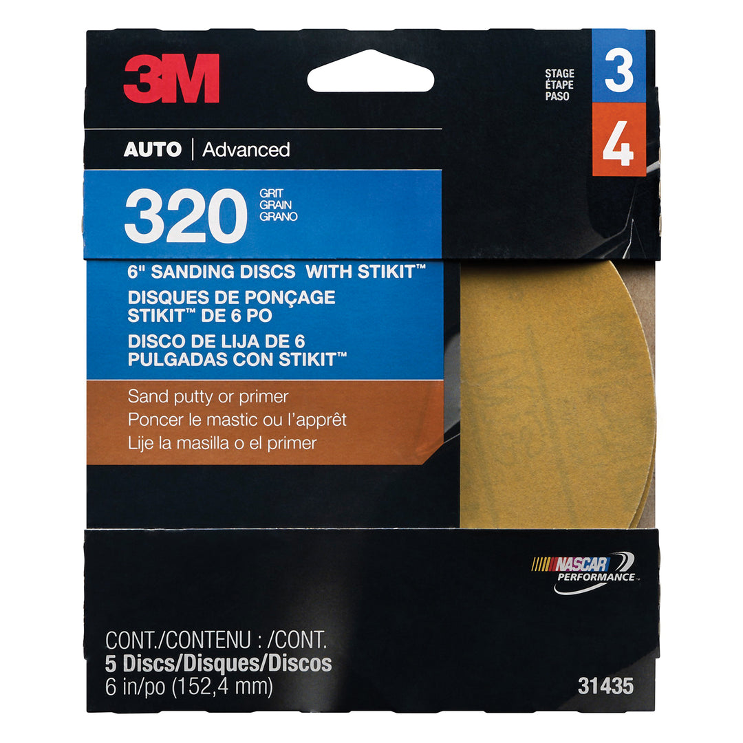 PSA Discs 3M 31435 Self Adhesive Paper (PSA) Discs 6 Inch 216U Material Aluminum Oxide in 320 Grit