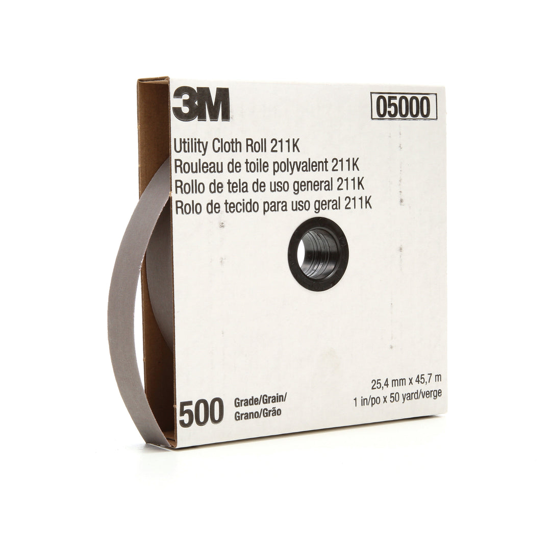 Utility Rolls 3M AB05000-1 1 Inch x 50Yd 500 Grit 211K Aluminum Oxide Utility Cloth Roll J-Weight