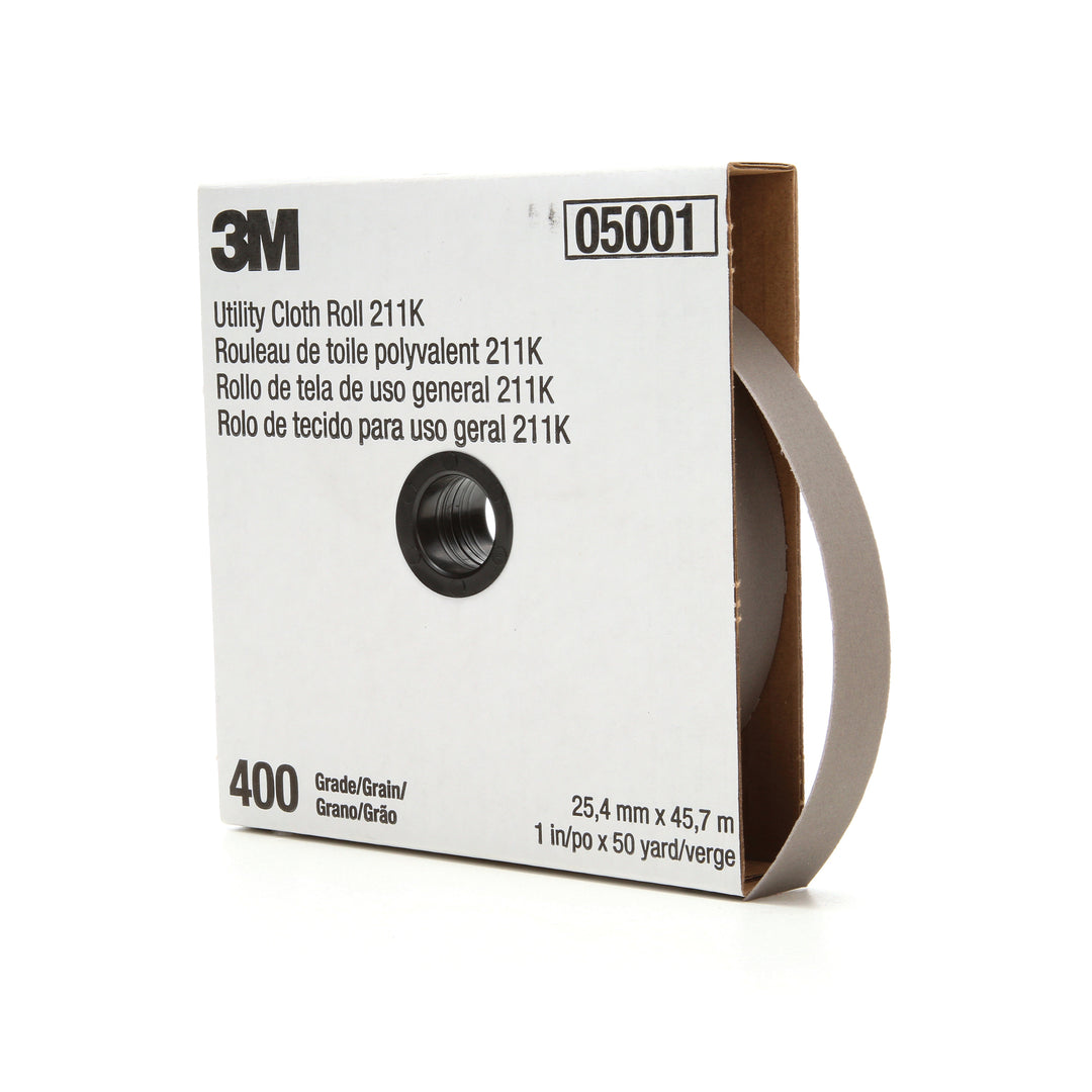 Utility Rolls 3M AB05001 1 Inch x 50Yd 400 Grit 211K Aluminum Oxide Utility Cloth Roll J-Weight