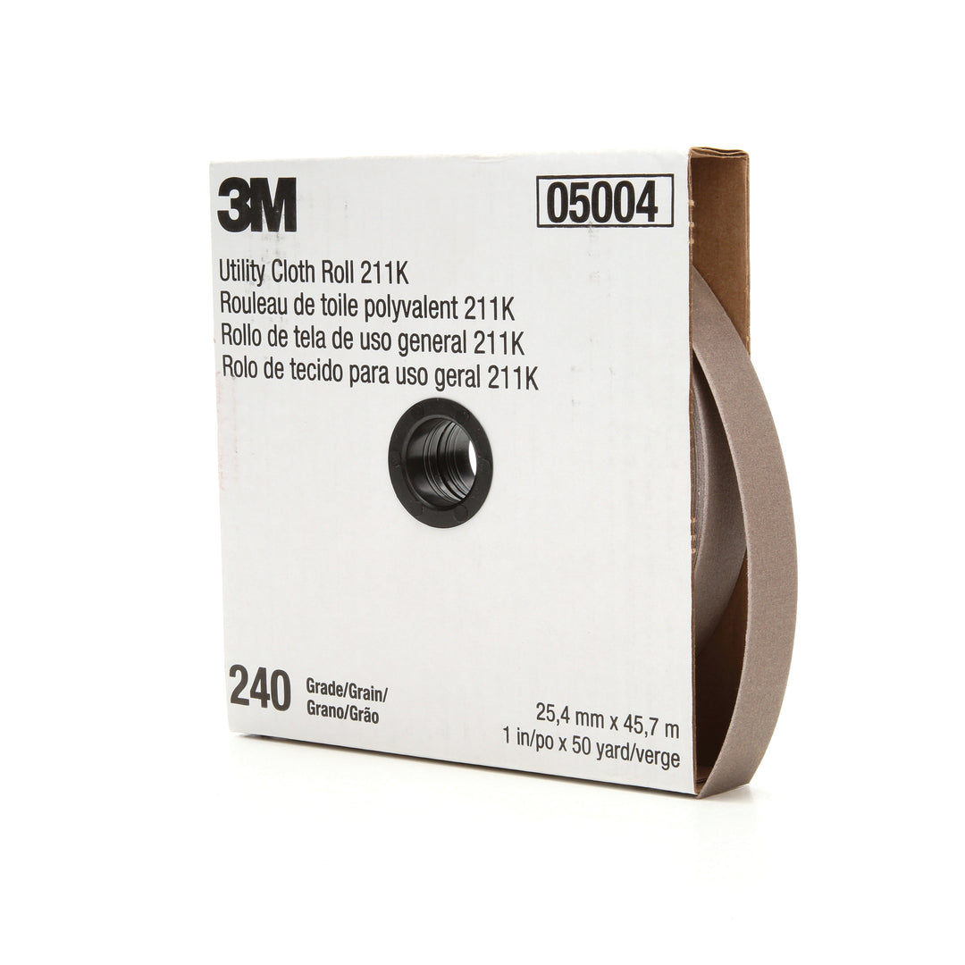 Utility Rolls 3M AB05004 1 Inch x 50Yd 240 Grit 211K Aluminum Oxide Utility Cloth Roll J-Weight