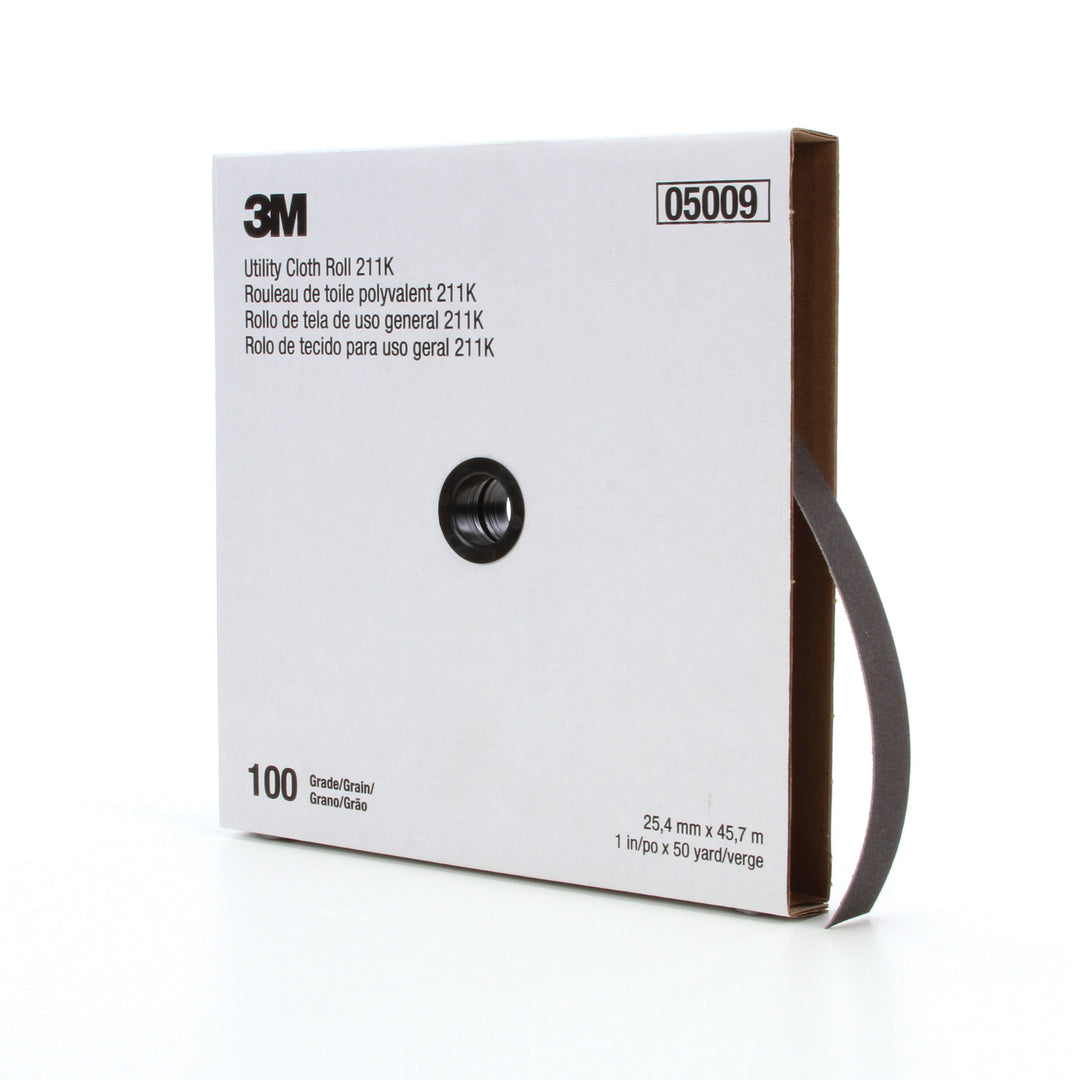 Utility Rolls 3M AB05009 1 Inch x 50Yd 100 Grit 211K Aluminum Oxide Utility Cloth Roll J-Weight