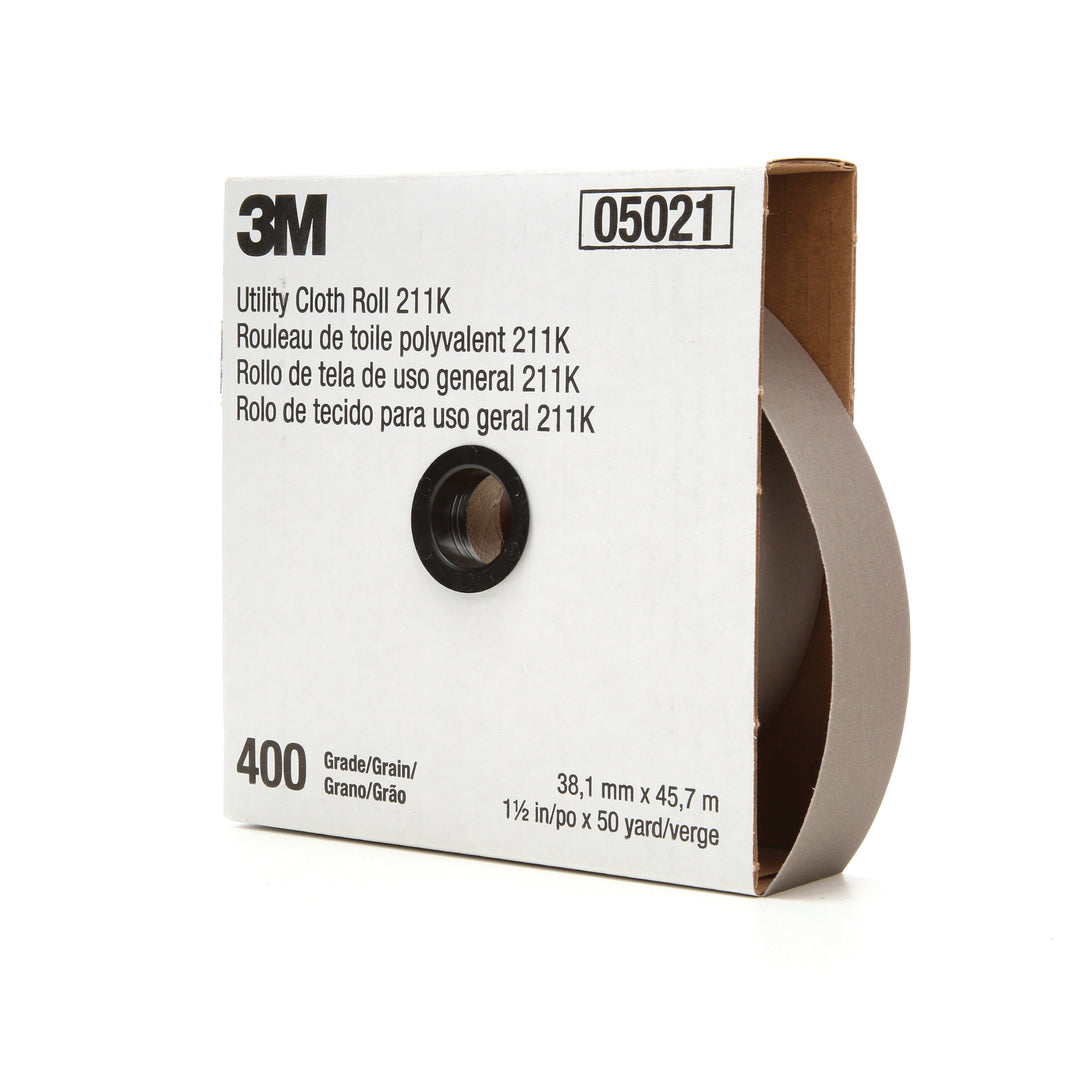 Utility Rolls 3M AB05021 1-1/2 Inch x 50Yd 400 Grit 211K Aluminum Oxide Utility Cloth Roll J-Weight