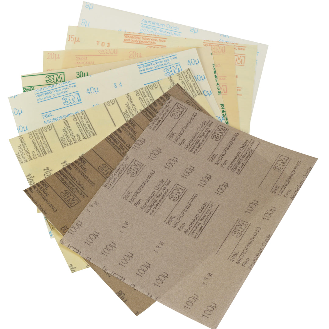 3M AM10401 Aluminum Oxide Microfinishing PSA Film Sheet 268L (50 mic) - 8-1/2 Inch x 11 Inch