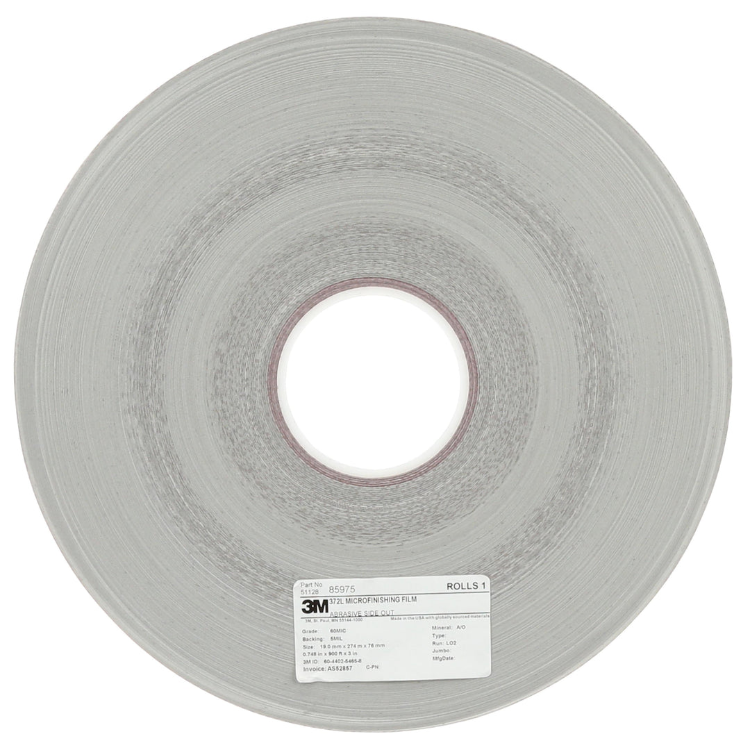 3M AM46665 Microfinishing Film Roll 50 Micron 372L Aluminum oxide (0.591 in x 1200 Ft x 1 in)