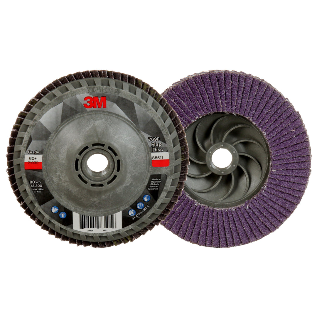 3M AB05934 3M Flap Disc 769F, T27 4-1/2 in x 5/8-11 in, 60+ YF- weight, 10 per case 3M AB05934