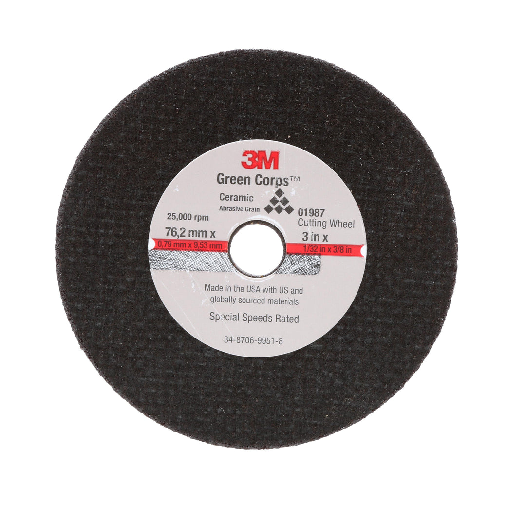3M 1987 3M General Purpose Cut-Off Wheel 01987 3 in x 1/32 in x 3/8 in 3M 7100229882