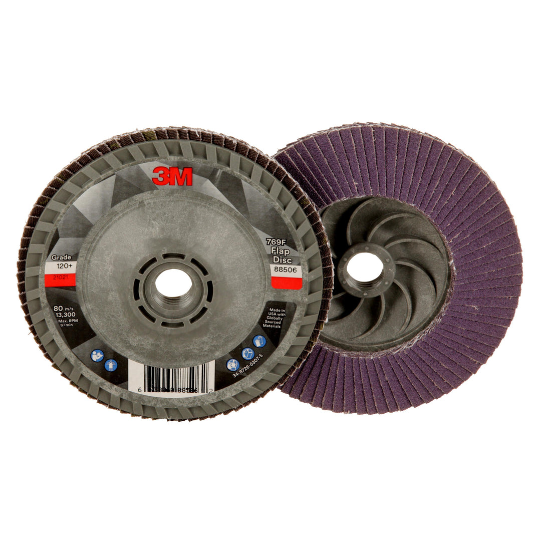 3M AB88506 3M Flap Disc 769F AB88506 120+ Quick Change Type 29 4-1/2 in x 5/8 in-11 10/Case 3M 7100242990