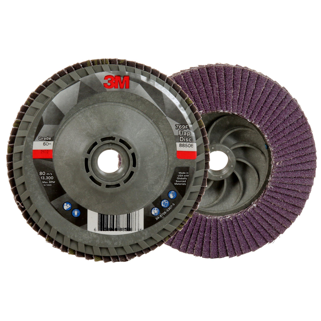 3M AM05938 3M Flap Disc 769F AM05938 60+ Quick Change Type 29 4-1/2 in x 5/8 in-11 10/Case 3M 7100243874