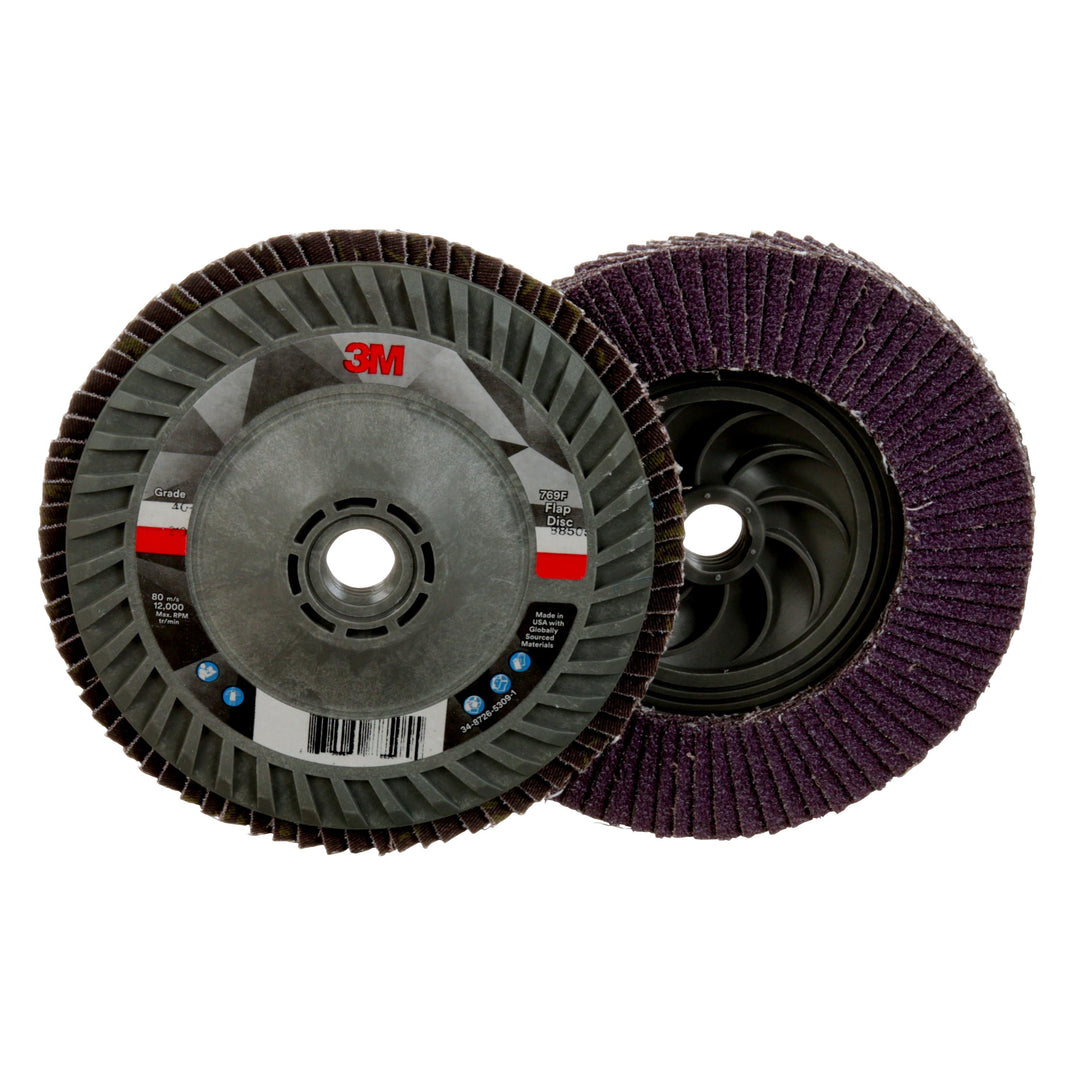 3M AB05946 3M Flap Disc 769F AB05946 40+ Quick Change Type 27 5 in x 5/8 in-11 10/Case 3M 7100243883