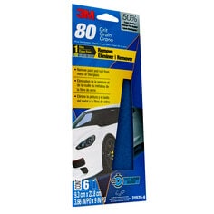 3M 31576-6 Blue Sandpaper 80 Grit - 3.66 Inch x 9 Inch