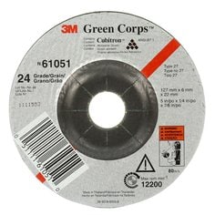 Depressed Centre 3M AB61051 Green Corps Depressed Centre Wheel Green 5 in x 1/4 in x 7/8 in Grade 24