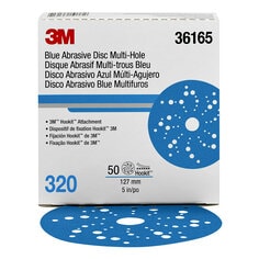 3M 36165 3M Hookit Blue Abrasive Disc 321U 36165 320+ Multi-hole 5 in (127 mm) 50 Discs/Carton 4 Cartons/Case 3M 7100215945