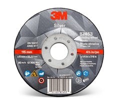 3M AB87453 Silver Depressed Center Grinding Wheel, T27, black, 4 1/2 in x 1/4 in x 7/8 in