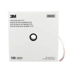 Utility Rolls 3M AB05029 1-1/2 Inch x 50Yd 100 Grit 211K Aluminum Oxide Utility Cloth Roll J-Weight