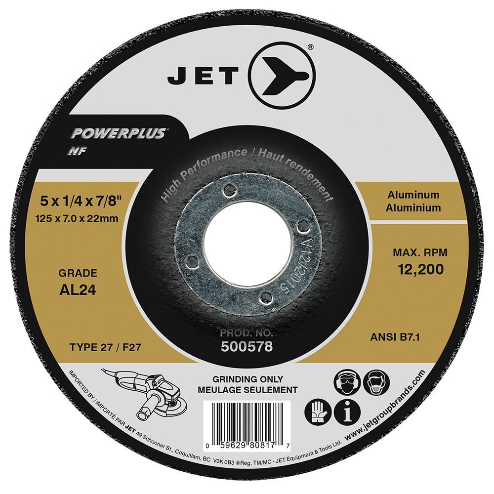 Type 27 Jet 500578 Type 27 Grinding Wheel 5 Inch x 1/4 Inch x 7/8 Inch (AL24 NF)