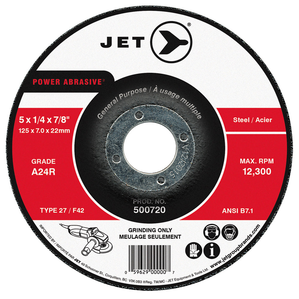 Type 27 Jet 500716 Type 27 Grinding Wheel 4.5 Inch x 1/4 Inch x 7/8 Inch (A24R)