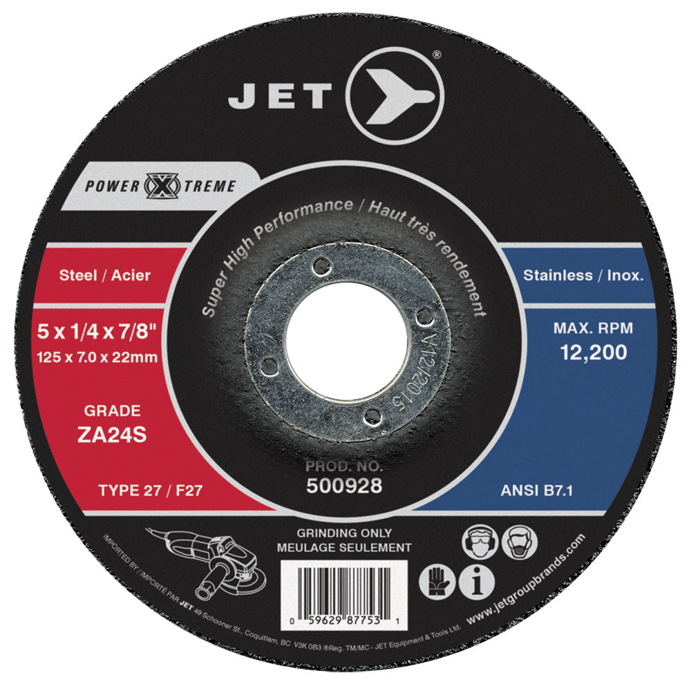 Type 27 Jet 500928 Type 27 Grinding Wheel 5 Inch x 1/4 Inch x 7/8 Inch (ZA24S)