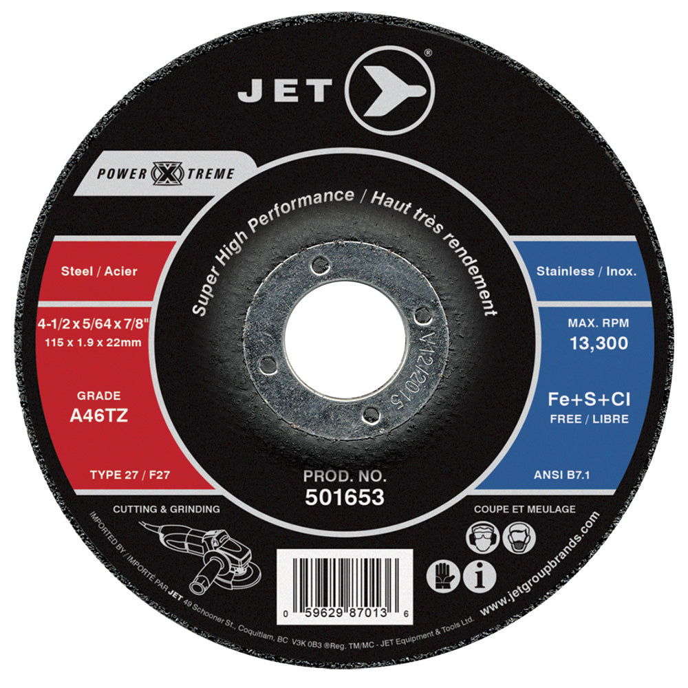 Type 27 Jet 501653 Type 27 Duo Cutting & Light Grinding Wheel 4.5 Inch x 5/64 Inch x 7/8 Inch (A46PX-Duo)