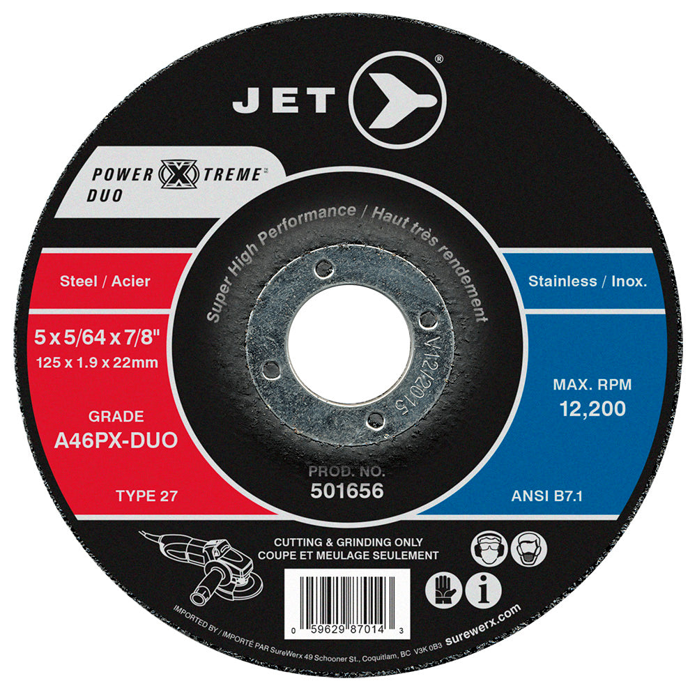 Type 27 Jet 501656 Type 27 Duo Cutting & Light Grinding Wheel 5 Inch x 5/64 Inch x 7/8 Inch (A46PX-Duo)