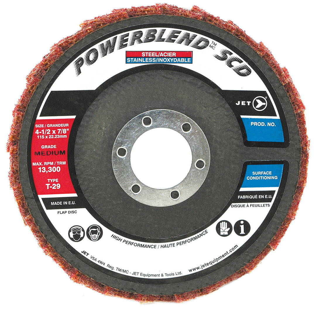 Flap Discs Jet 503515 4-1/2 X 7/8 Medium Powerblend Scd T29 Surface Conditioning Flap Disc