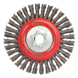 Knot Wheels Carborundum 44502 Stringer Bead Knot Wire Brushes For Steel Carbon Steel Red Flange 4X.020X5/8-11
