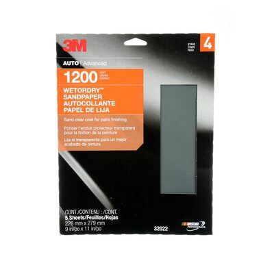Regular Sanding Sheets 3M 32021 Wetordry Sandpaper 1000 Grit Silicon Carbide 401Q A-Weight (9 Inch x 11 Inch)