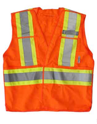 Vests Tuff Grade TGVEST-003-01 Safety Vest High Vis Orange 2 Stripes S/M