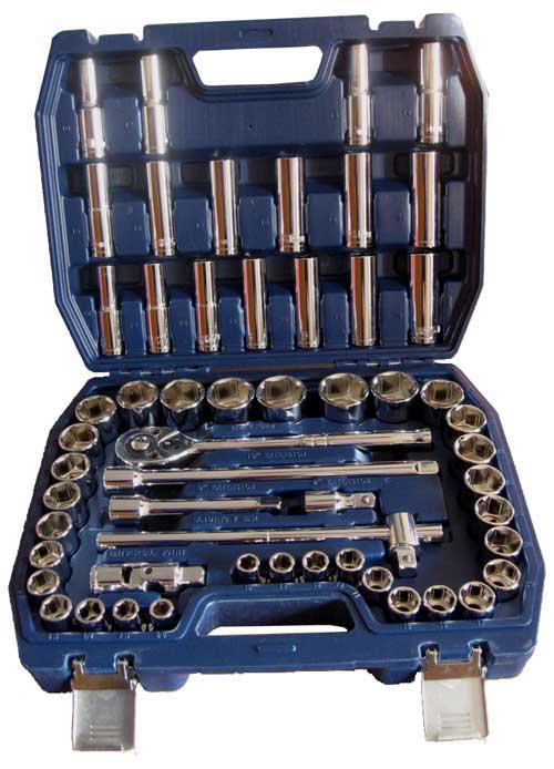 Socket Sets Tuff Grade TGSS-SET02 1/2 Inch Drive 6 Point 55 Piece Sae / Metric Socket Set