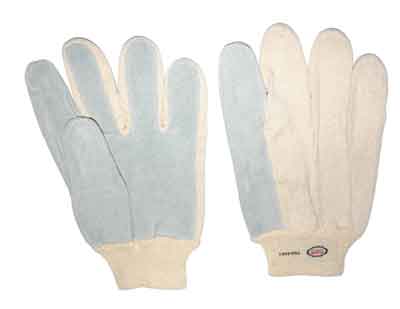 Knit Gloves Tuff Grade TGG-606-L Large Cotton Knit Wrist Gloves With Leather Palms