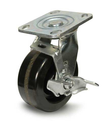 Casters Tuff Grade TGC-50602-S Caster 6X2 Phenolic Swivel With Top Locking Brake 800 Lb Cap