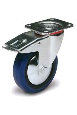 Casters Tuff Grade V30080PB-IR/BR Caster 3 Inch Tlb Swivel Blue Rubber 220Lb Cap
