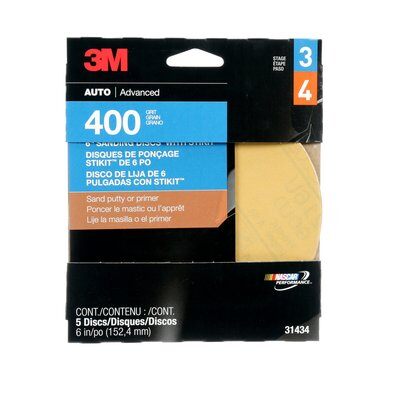 PSA Discs 3M 31434 Self Adhesive Paper (PSA) Discs 6 Inch 216U Material Aluminum Oxide in 400 Grit