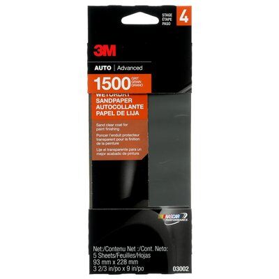 Sandpaper sheets - small pack 3M 03002NA Silicon Carbide Sandpaper Sheets 1500 grit (3-2/3 in x 9 in)