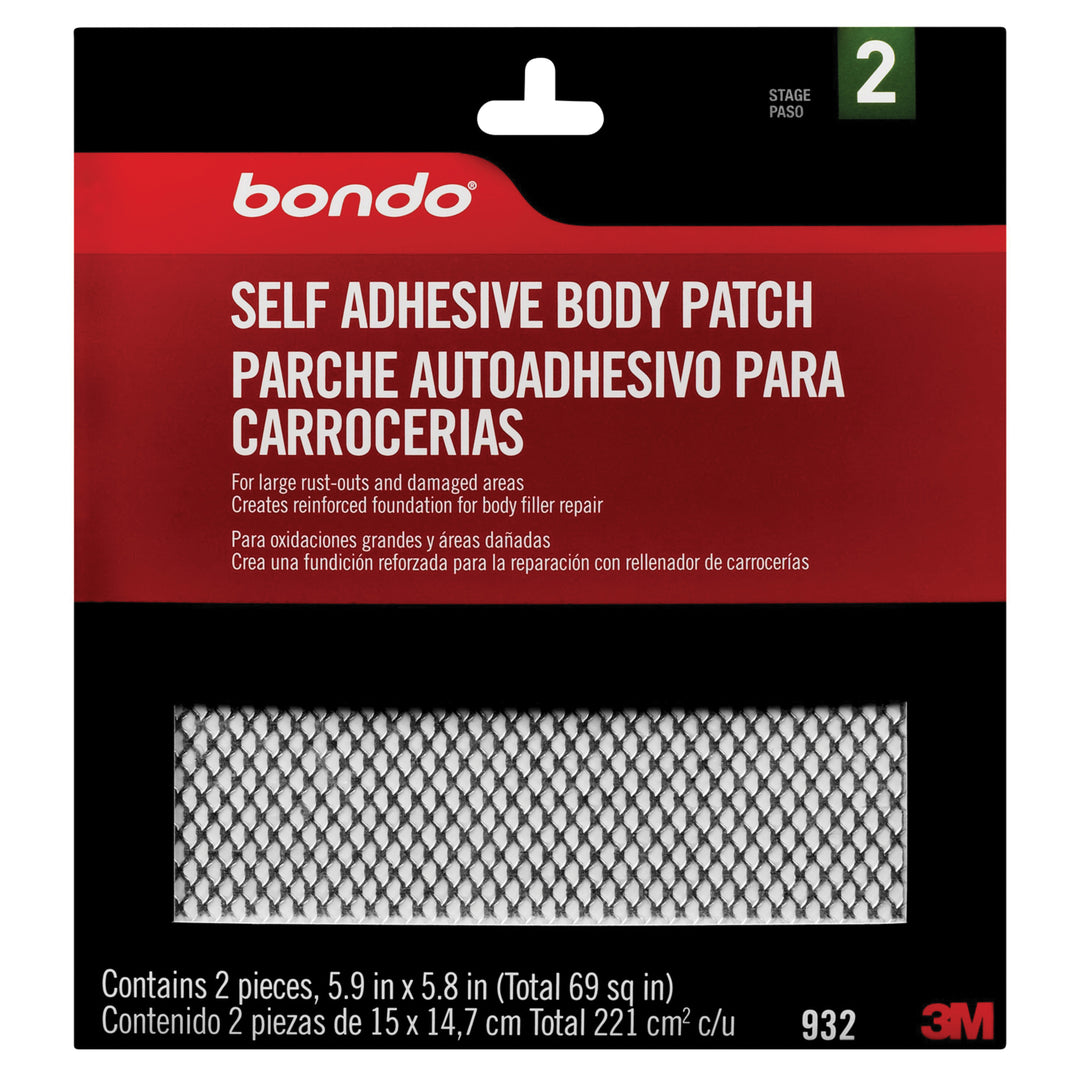 Fillers 3M B-00932 Bondo Self Adhesive Body Patch 932 5.9 in x 5.8 in (6 Sq in) 2 Per Pack