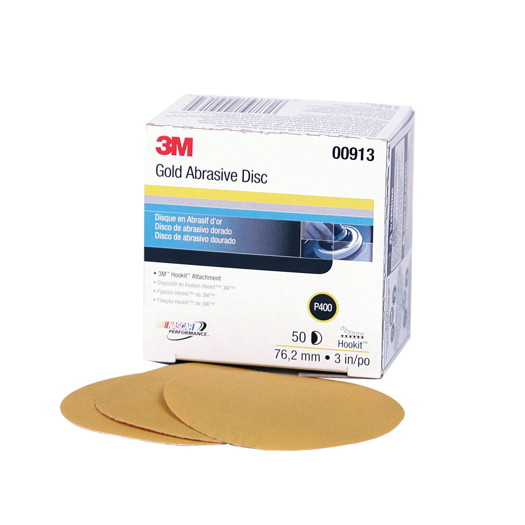 Velcro Discs 3M 913 3 Inch x Non-Vacuum Gold 216U Aluminum Oxide 400 Grit Velcro Paper Disc