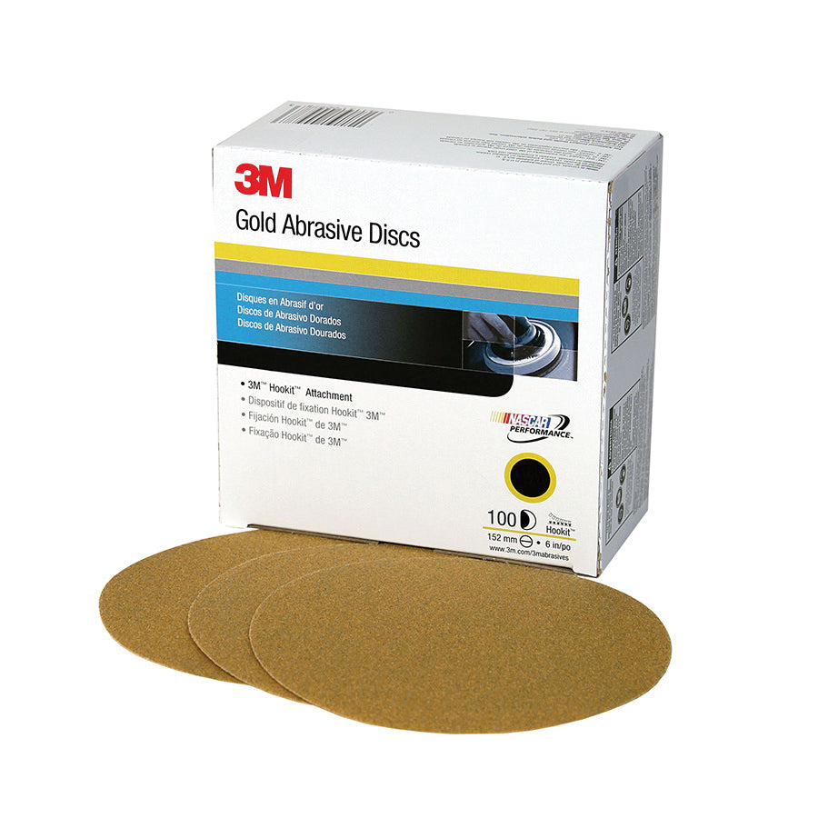 Velcro Discs 3M 983 6 Inch x Non-Vacuum Gold 236U Aluminum Oxide 80 Grit Velcro Paper Disc