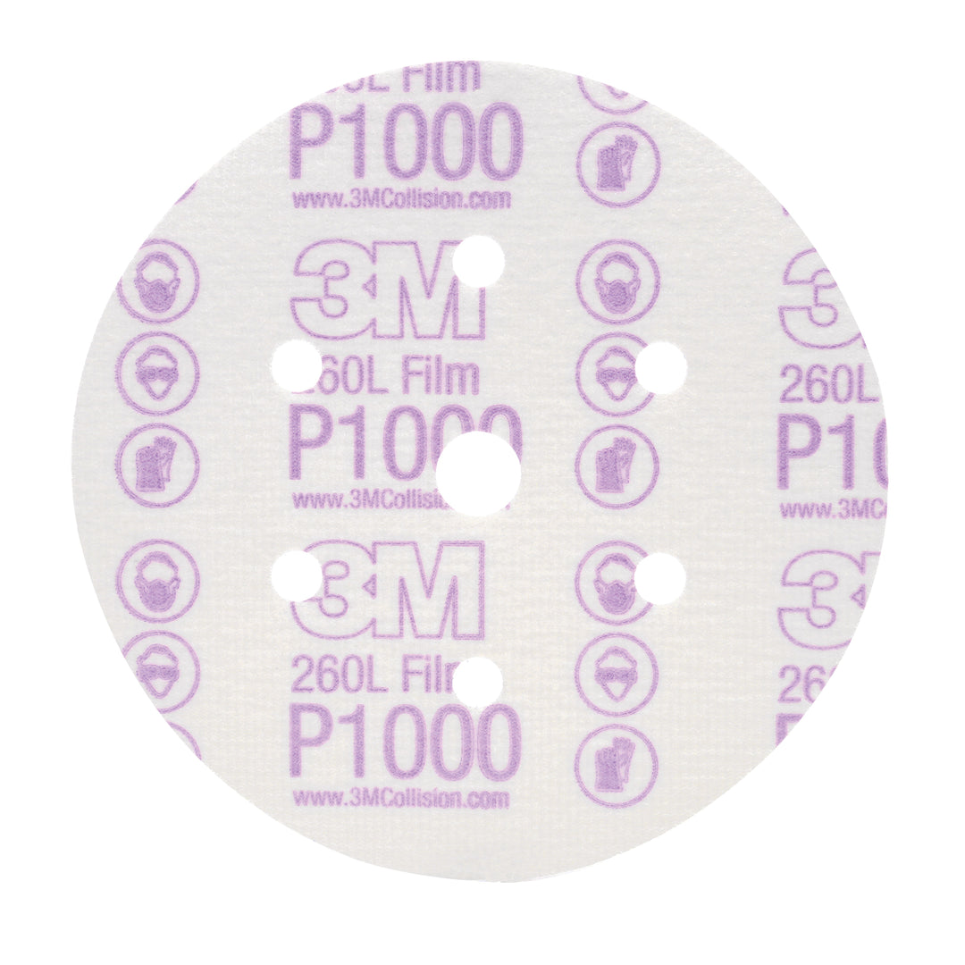 Velcro Discs 3M 1069 6 Inch x Vacuum - Multihole Finishing 260L Aluminum Oxide 1000 Grit Velcro Film Disc